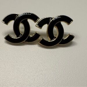 CHANEL Iconic Black and Gold Earrings